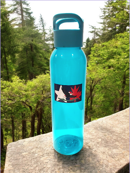 a teal water bottle
